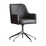 Curie Leather Swivel Chair | Antique Ebony