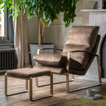 Fabien Upholstered Lounger | Mineral/Gold
