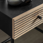 Hyland Bedside Table with Drawer | Black/Natural
