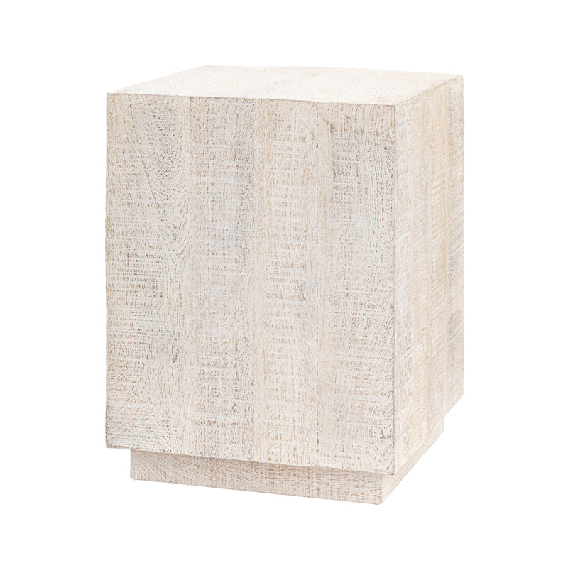 Iowa Rustic Square Side Table | Whitewash Mango Wood