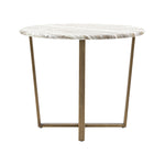 Lusso Faux Marble Top Round Dining Table | Brass