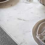 Marmo Oval Marble Top Dining Table | Grey Wash Mango Wood
