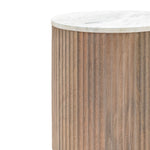 Marmo Round Marble Top Side Table | Natural Mango Wood