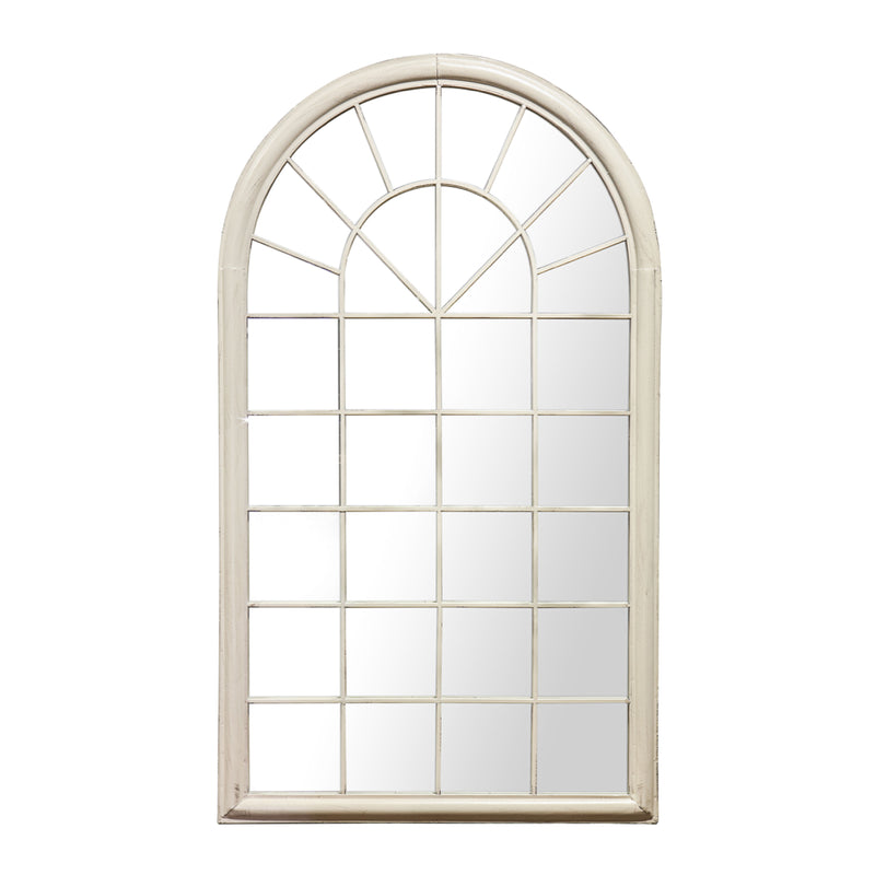 Outdoor Orlanda Mirror Gatehouse | Distressed White Metal | 131cm