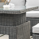 Outdoor Sovera Rectangle Dining Set with Rising Table | Grey Rattan