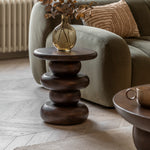 Sculpt Round Retro Side Table | Dark Mango Wood