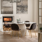 Soho Oval Marble Top Dining Table | Natural Mango Wood