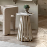 Soho Round Marble Top Side Table | Natural Mango Wood