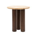 Trevi Round Stone Top Side Table | Dark Mango Wood