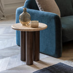 Trevi Round Stone Top Side Table | Dark Mango Wood