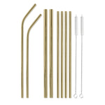 Stainless Steel 'Strawsome' Straws with Brushes | Gold | Set of 8
