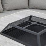 Outdoor Holton Corner Square Dining Set with Fire Pit | Stone