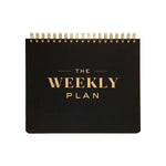 Spiral Undated Weekly Desk Planner | Black & Gold | 10x8"