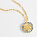Pastel CZ Heart Charm Necklace | Gold Plated