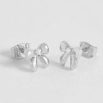Pearl Bow Stud Earrings | Silver Plated