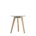Blair Round Glass Side Table | Natural Oak