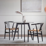 Blair Round Smoked Glass Dining Table | Black Oak