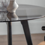 Blair Round Smoked Glass Dining Table | Black Oak