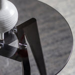 Blair Round Smoked Glass Side Table | Black Oak