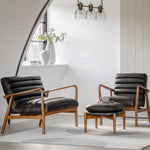 Datsun Leather Footstool | Antique Ebony