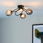 Ellipse Smoked Mirror Ceiling Light | Black