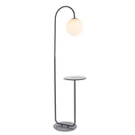 Halo Floor Lamp with Table | Satin Black