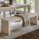 Iowa Rustic Mango Wood Dining Bench | Whitewash