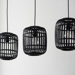 Mathias Bamboo Cage Trio Pendant Light | Black