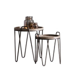 Nuffield Fir Wood Nesting Side Tables | Bronze/Natural | Set of 2