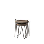 Nuffield Fir Wood Nesting Side Tables | Bronze/Natural | Set of 2