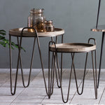 Nuffield Fir Wood Nesting Side Tables | Bronze/Natural | Set of 2