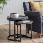 Ottawa Nesting Side Tables | Black/Greywash | Set of 2
