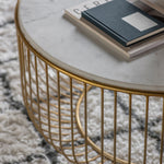 Riley Wire Coffee Table with Marble Top | Gold