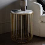 Riley Wire Side Table with Marble Top | Gold