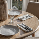 Sculpt Retro Travertine Top Dining Table | Dark Wood