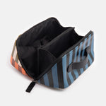 Men's Vegan Leather Flat Lay Wash Bag | Retro Stripe | Large