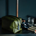 Men's Vegan Leather Travel Wash Bag | Green | Large