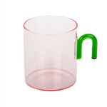 Arch Handled Glass Mug | Pink & Green