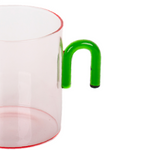 Arch Handled Glass Mug | Pink & Green