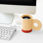 Ceramic Mug with Statement Handle | Beige