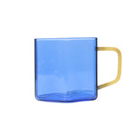 Geometric Glass Mug | Blue & Yellow