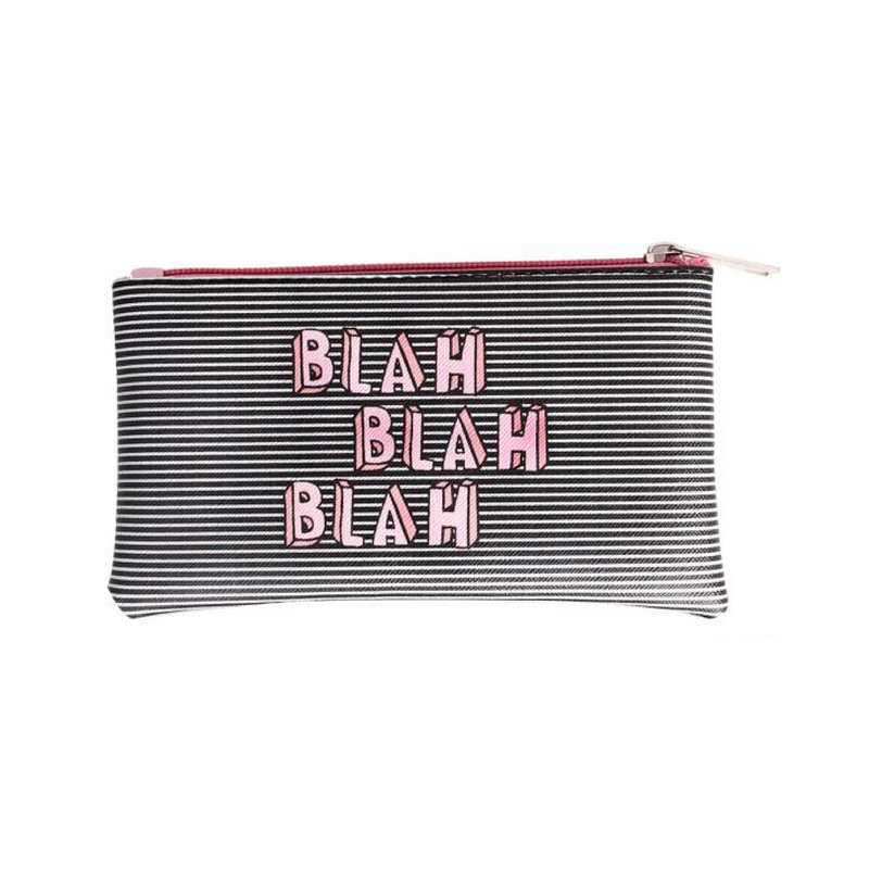 Fashionista Make-Up Pouch | Grey with Pink Text