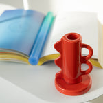 Retro Double Handle Candle Holder | Red