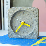 Square Stone-Look Mantel Clock | Grey