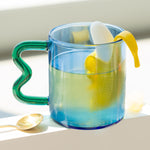 Wave Handled Glass Mug | Sapphire