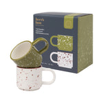 The Simon Ceramic Espresso Cups | Cream & Olive Splatter | Set of 2