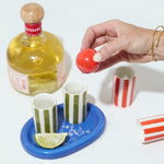 The Lily Mae Ceramic Tequila Shot Glass Set | Cobalt & Olive