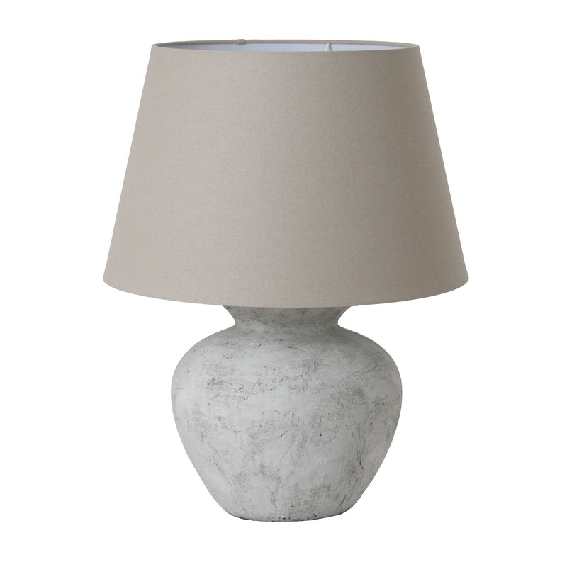 Darcy Antique Round Table Lamp with Linen Shade | White