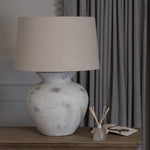 Downton Antique Ceramic Table Lamp with Linen Shade | White