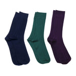 Men's Ribbed Socks Box | Purple/Green/Navy | Set of 3